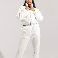 White Cream Cropped Jacket